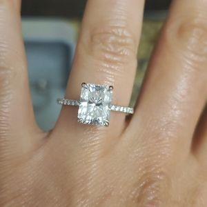 Moissanite Diamond Radiant Cut Engagement Ring